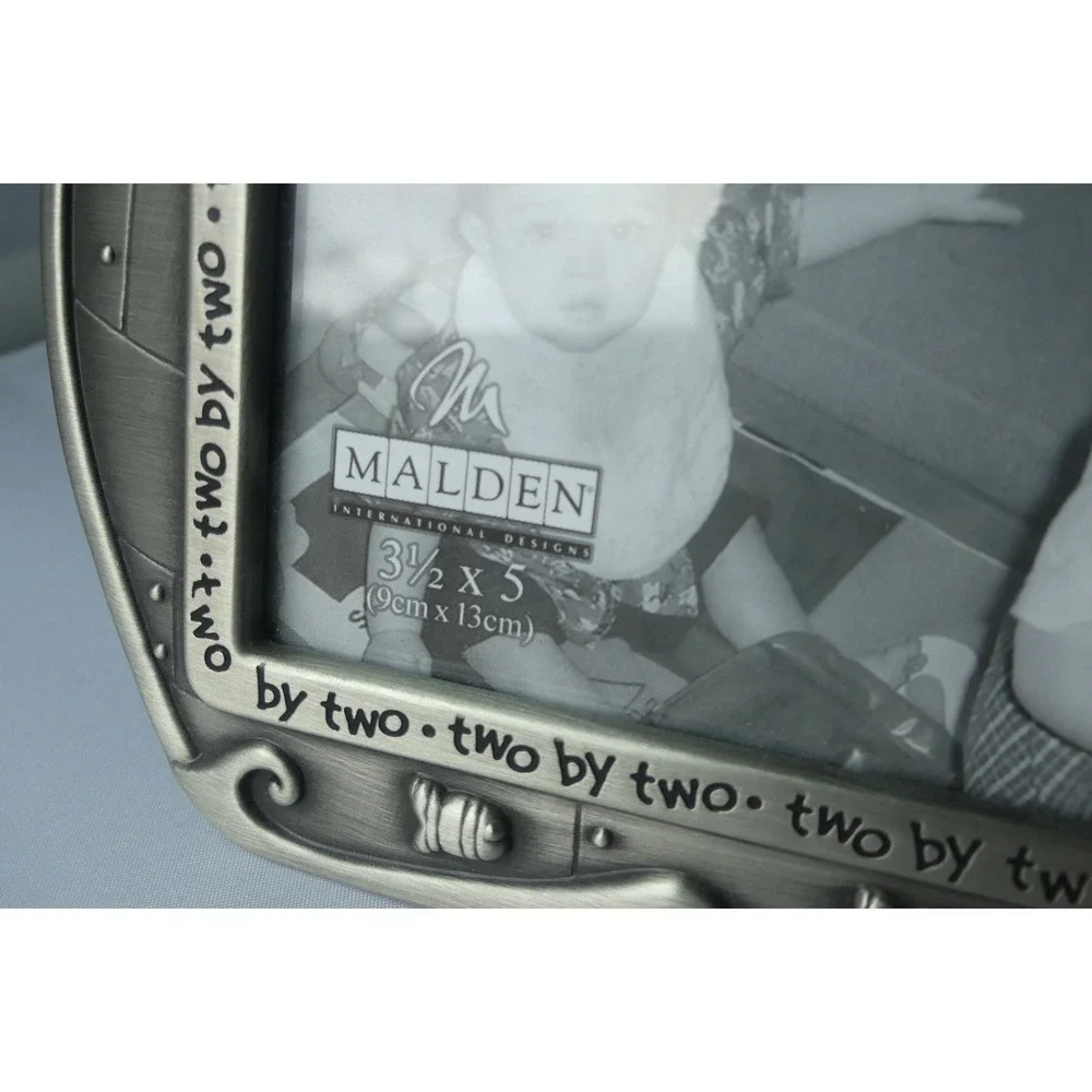 Noah's Ark Pewter Tone Two-by-Two Picture Frame by Malden- 3 1/2 x 5 NEW